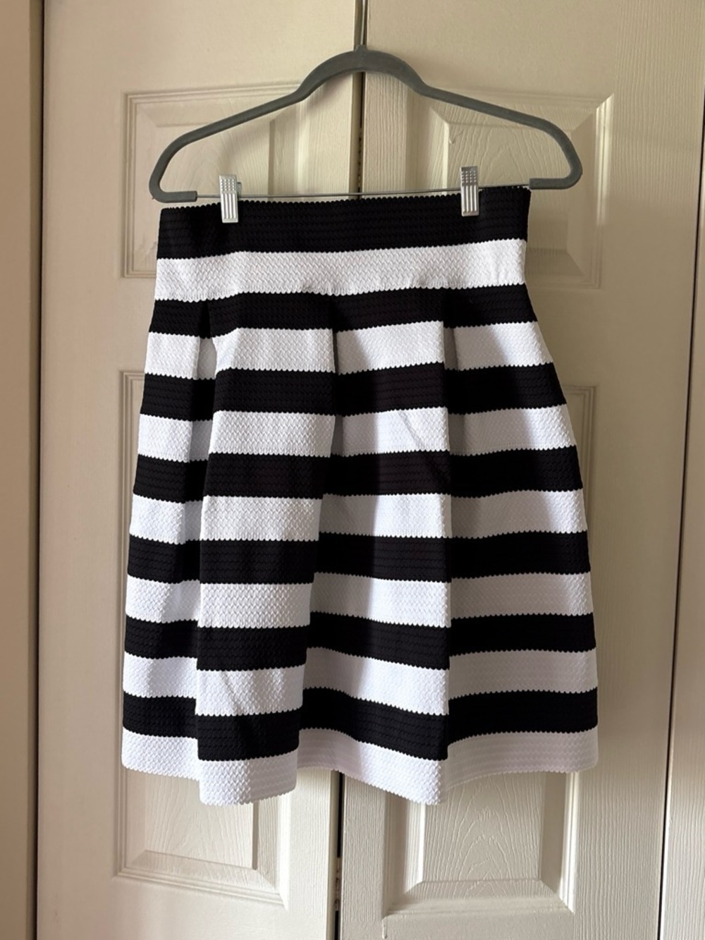 New York & Company Black and White Striped Midi Skirt